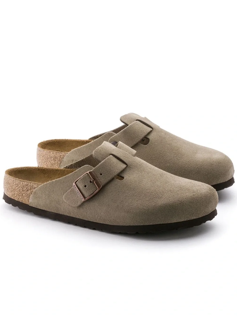 Birkenstock Boston Soft Footbed Suede Leather Clogs Taupe Shoes Size EU42